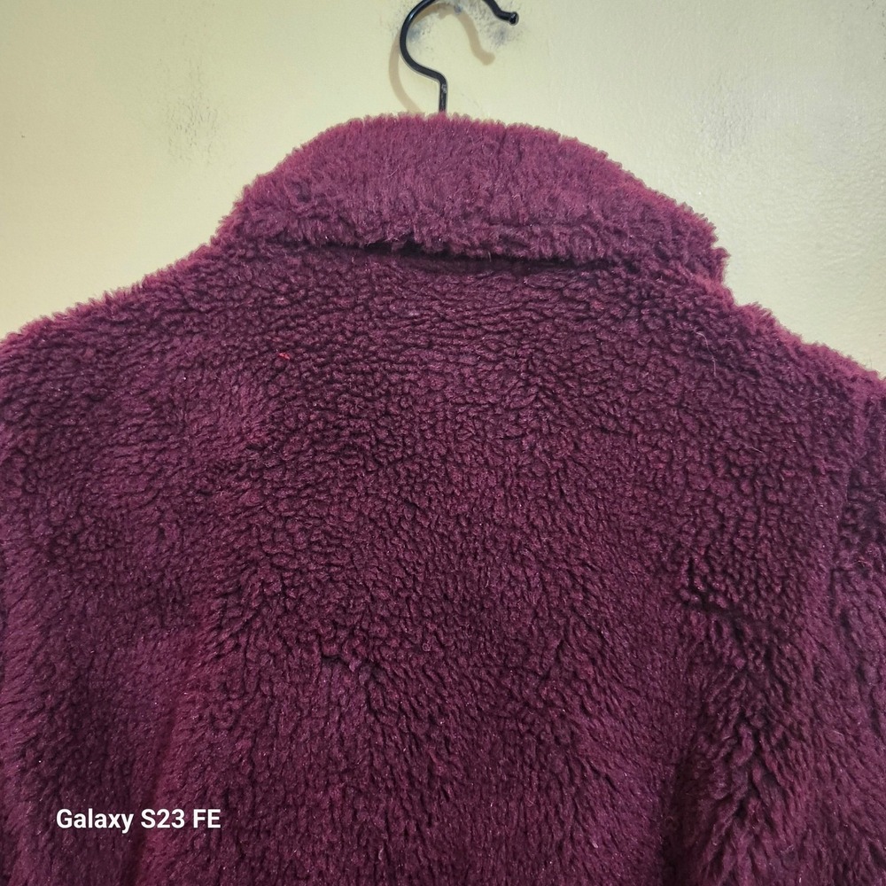 Beach Riot Burgundy Sherpa Moto Jacket Fleece Teddy Zip Up Womens XS Lined - Picture 10 of 12